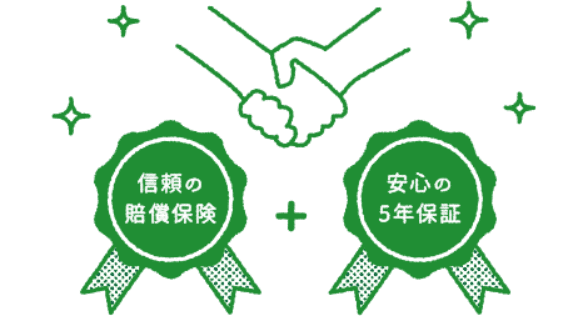 安心と信頼の5年間ダブル保証